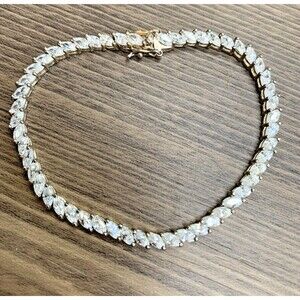 DBJ 925 Sterling Silver Tennis Bracelet CZ Prong Set 7" Vintage Signed